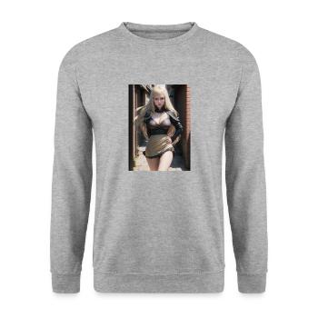 Woman in a alley, town,Generated AI - Unisex Sweatshirt - salt & pepper - Front - Alina (178cm) & Michal (187cm)