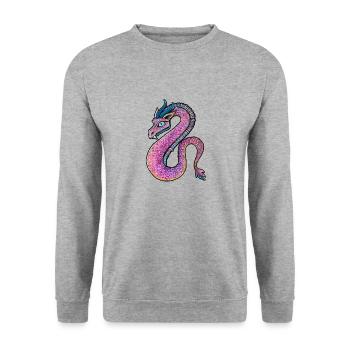 Rosara or Rosada, the Pink Dragon or Pink Dragon - Unisex Sweatshirt - salt & pepper - Front - Alina (178cm) & Michal (187cm)