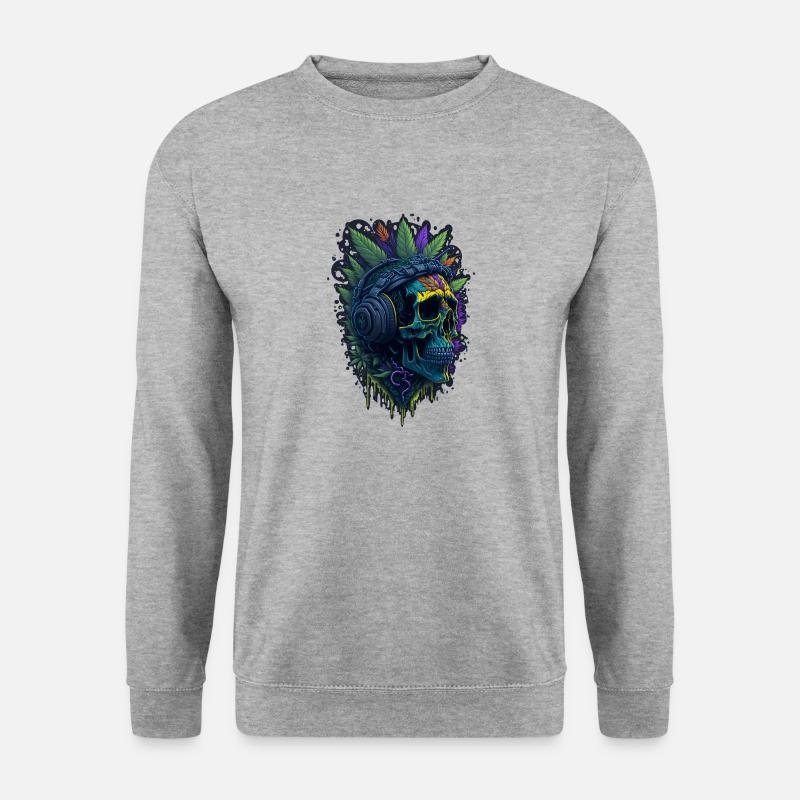Weed Skull 3 - Unisex Pullover - Weißgrau meliert
