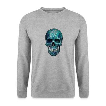 Azure Glass Skull - Unisex Sweatshirt - salt & pepper - Front - Alina (178cm) & Michal (187cm)