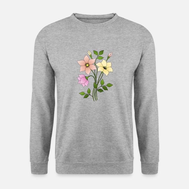 Blumen - Unisex Pullover - Weißgrau meliert