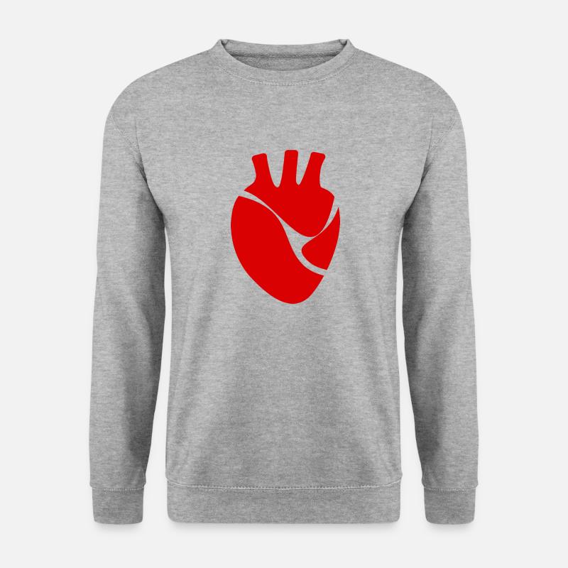 Herz - Unisex Pullover - Weißgrau meliert