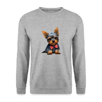 Dog Owner Yorkshire Terrier Puppy Dog - Unisex Sweatshirt - salt & pepper - Front - Alina (178cm) & Michal (187cm)