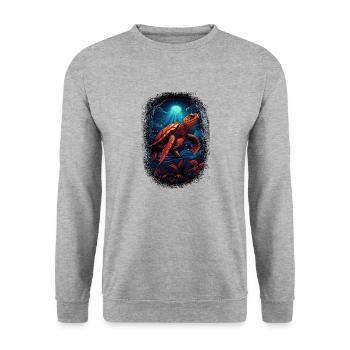 funny sayings animal park awesome sea turtle - Unisex Pullover - Weißgrau meliert - Vorne - Alina (178cm) & Michal (187cm)