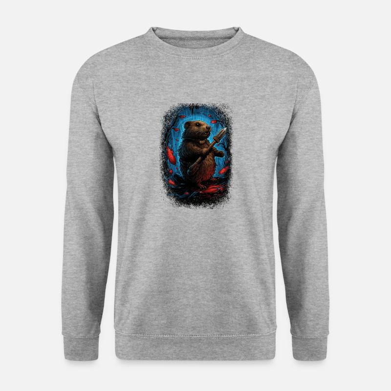 badgers beaver shirt funny fun beaver tee shirt - Unisex Pullover - Weißgrau meliert