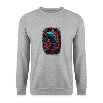 children background fun bday happy fish boat - Unisex Sweatshirt - salt & pepper - Front - Alina (178cm) & Michal (187cm)