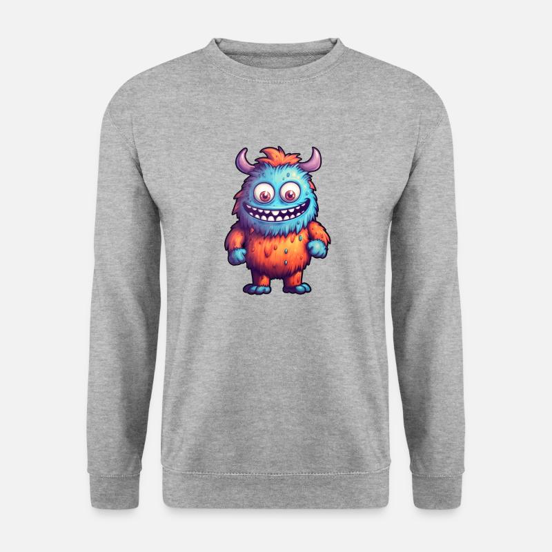 Kleines Monster "Munchkin" im Comic-Stil - Unisex Pullover - Weißgrau meliert