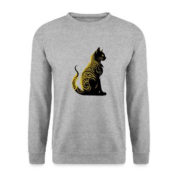 cat - Unisex Pullover - Weißgrau meliert - Vorne - Alina (178cm) & Michal (187cm)