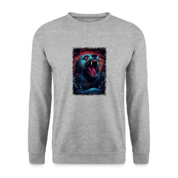 otter gift statement otter lover anniversary otter - Unisex Pullover - Weißgrau meliert - Vorne - Alina (178cm) & Michal (187cm)
