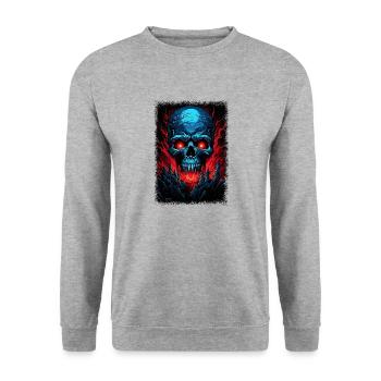 gift idea scary skater love spooky drawing anatomy - Unisex Pullover - Weißgrau meliert - Vorne - Alina (178cm) & Michal (187cm)