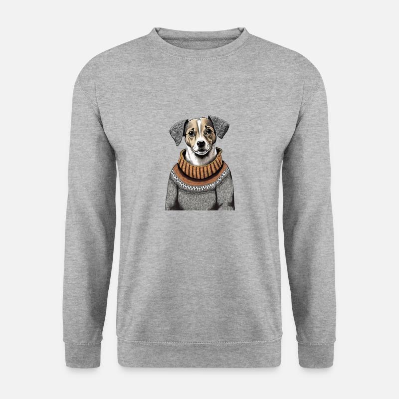 Chien en pull - Sweat-shirt Unisexe - gris chiné