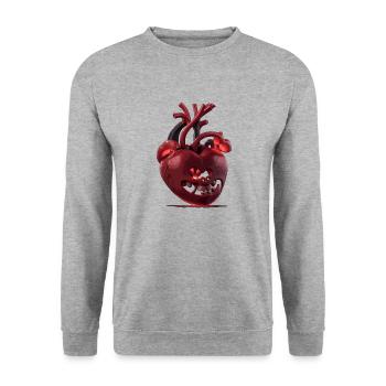 Bad Heart - Verführerisch - Unisex Pullover - Weißgrau meliert - Vorne - Alina (178cm) & Michal (187cm)