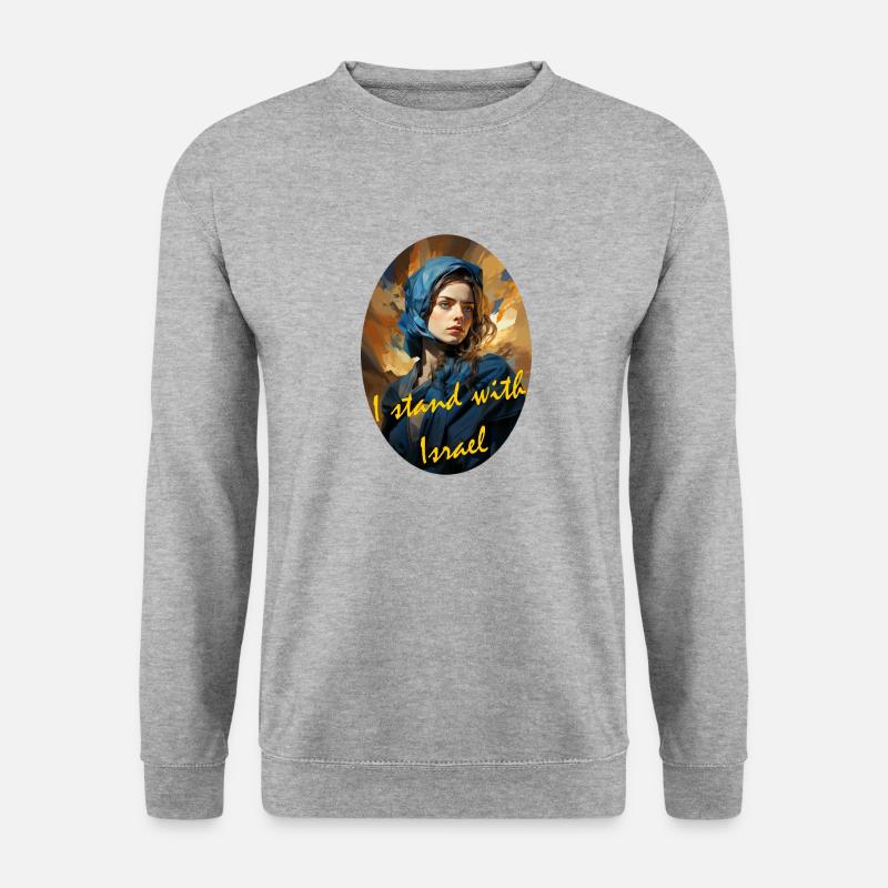 I stand with Israel - Unisex Pullover - Weißgrau meliert