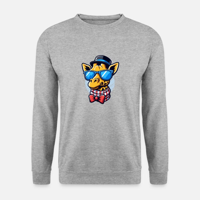 Coole Giraffe - Unisex Pullover - Weißgrau meliert