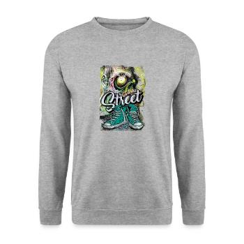 breakdance, hip-hop, rap, musique de danse, école de graffiti - Sweat-shirt Unisexe - gris chiné - Devant - Alina (178cm) & Michal (187cm)