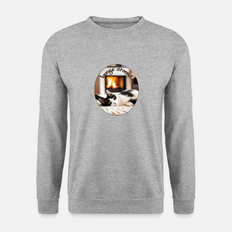 Lazy cat 4 - Unisex Pullover - Weißgrau meliert