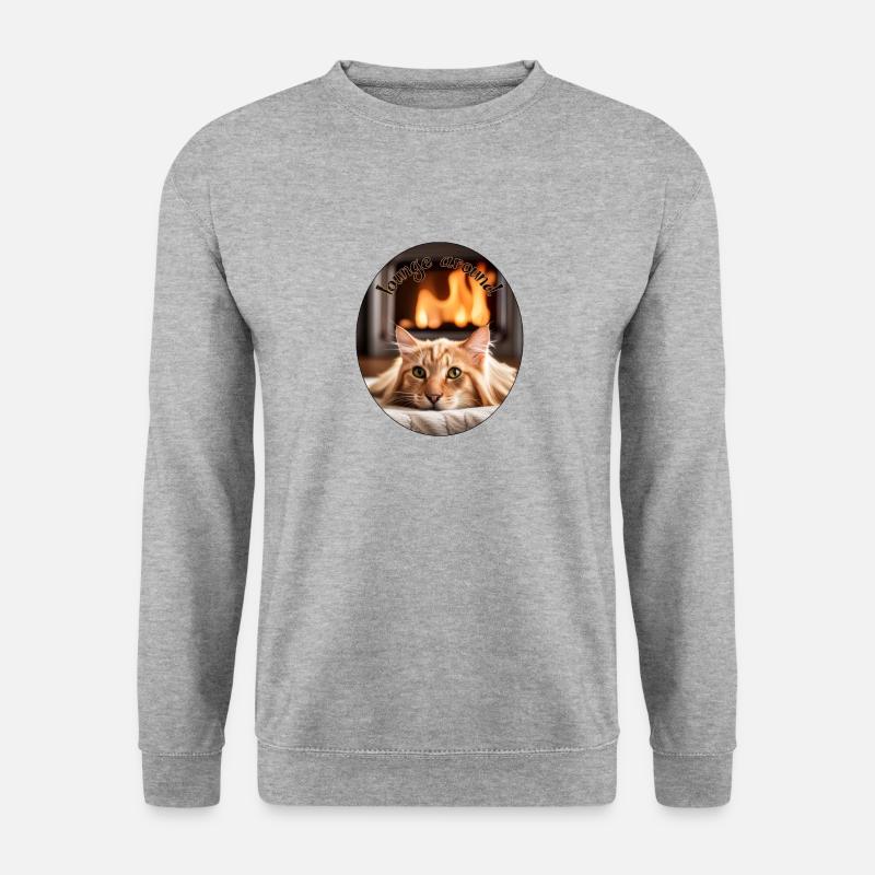 Lazy cat3 - Unisex Pullover - Weißgrau meliert