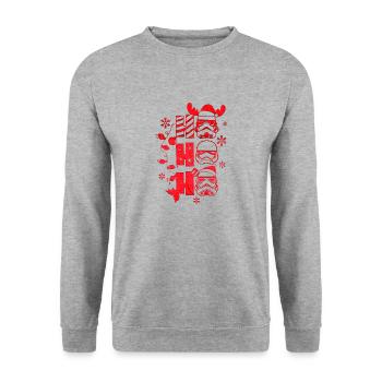 Weihnachten Weihnachtsmann Weihnachtsmann ungezogene Feiertage Winter - Unisex Pullover - Weißgrau meliert - Vorne - Alina (178cm) & Michal (187cm)