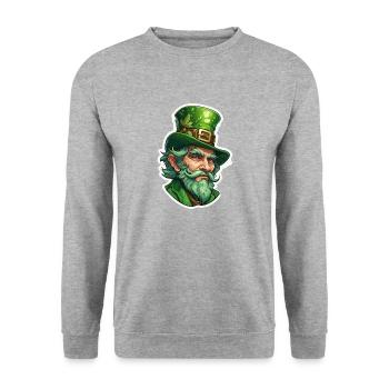 Leprechaun / Leprechaun / Vert / Gingembre / Irlande - Sweat-shirt Unisexe - gris chiné - Devant - Alina (178cm) & Michal (187cm)
