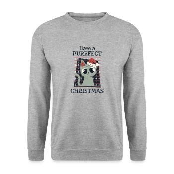 Chat de Noël - Chat de Noël Sweet Noël Miaou - Sweat-shirt Unisexe - gris chiné - Devant - Alina (178cm) & Michal (187cm)
