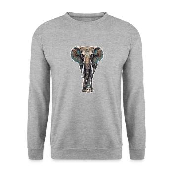 Elefant / Tier / Orientalisch / Blumen / Muster - Unisex Pullover - Weißgrau meliert - Vorne - Alina (178cm) & Michal (187cm)