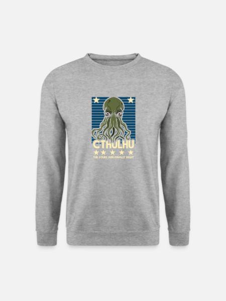 Cthulhu! Die Sterne haben endlich recht! - Unisex Pullover - Weißgrau meliert