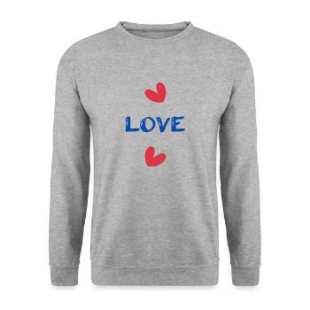 PAAR. VALENTINSTAG. GERADE VERHEIRATET. Junggesellinnenabschied. MARIES - Unisex Pullover - Weißgrau meliert - Vorne - Alina (178cm) & Michal (187cm)