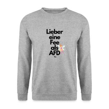 Lieber eine Fee als AFD - Unisex Pullover - Weißgrau meliert - Vorne - Alina (178cm) & Michal (187cm)