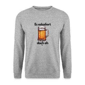 Malle Es eskaliert eh - Unisex Pullover - Weißgrau meliert - Vorne - Alina (178cm) & Michal (187cm)