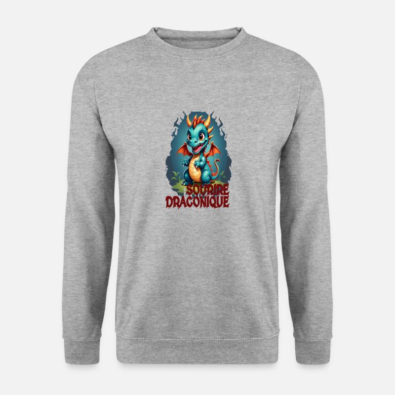Drakonisches Lächeln 3 - Unisex Pullover - Weißgrau meliert