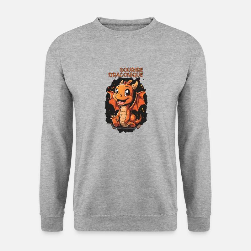 Das Lächeln des Drachen 2 - Unisex Pullover - Weißgrau meliert