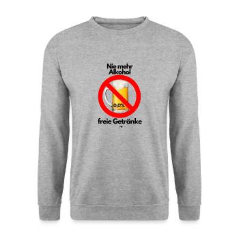 Malle Nie mehr alkoholfreie Getränke - Unisex Pullover - Weißgrau meliert - Vorne - Alina (178cm) & Michal (187cm)