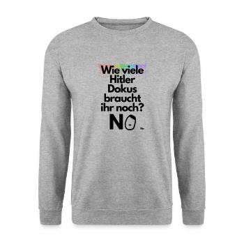 Wie viele Dokus braucht ihr noch - Unisex Pullover - Weißgrau meliert - Vorne - Alina (178cm) & Michal (187cm)