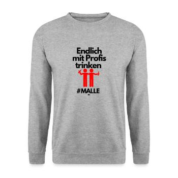 Malle Enfin boire avec des professionnels - Sweat-shirt Unisexe - gris chiné - Devant - Alina (178cm) & Michal (187cm)