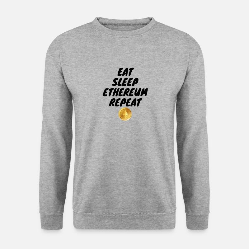 Krypto Eat sleep Repeat ETH - Unisex Pullover - Weißgrau meliert