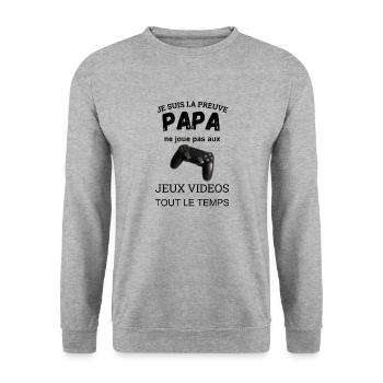 I'm proof that daddy doesn't play - Unisex Sweatshirt - salt & pepper - Front - Alina (178cm) & Michal (187cm)