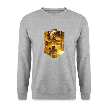 Computer-PC-Spieltechnologie Gamer-Gaming Modern - Unisex Pullover - Weißgrau meliert - Vorne - Alina (178cm) & Michal (187cm)