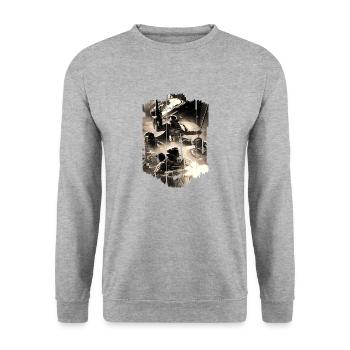 Computer-PC-Spieltechnologie Gamer-Gaming Modern - Unisex Pullover - Weißgrau meliert - Vorne - Alina (178cm) & Michal (187cm)