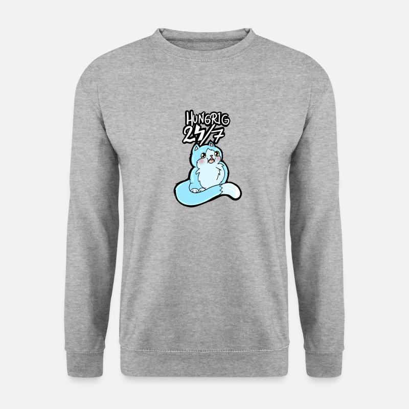 Hungrig 24/7 - Unisex Pullover - Weißgrau meliert