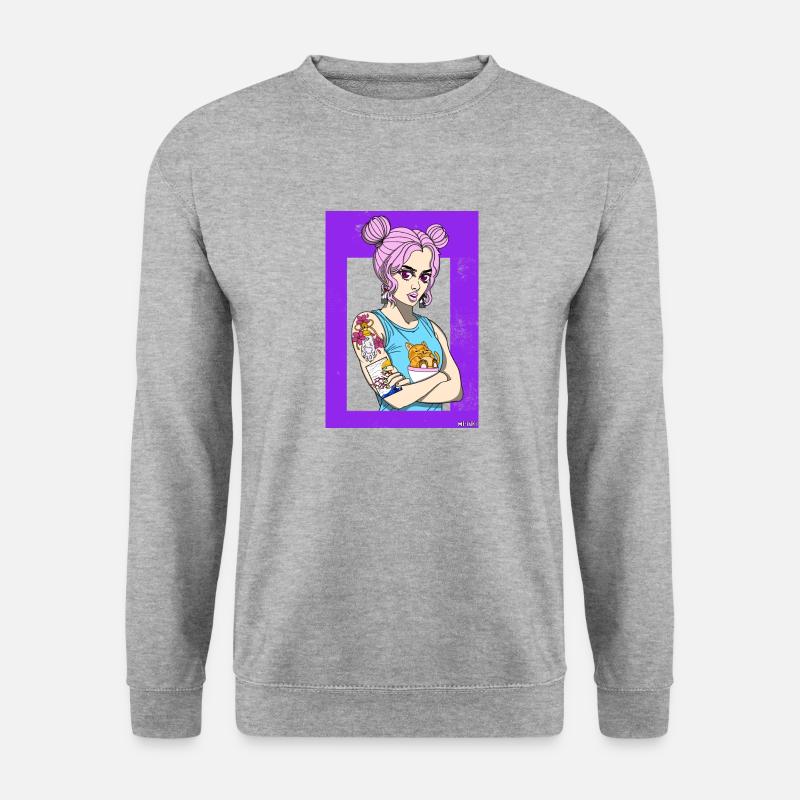 Otaku girl - Unisex Pullover - Weißgrau meliert