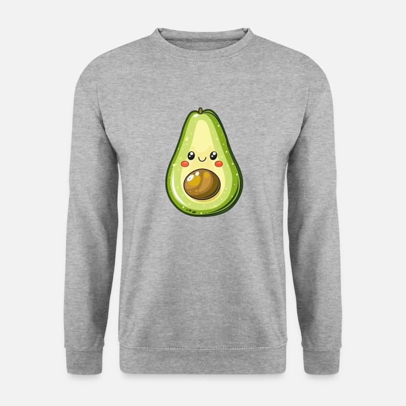 Avocado mit Gesicht - Unisex Pullover - Weißgrau meliert