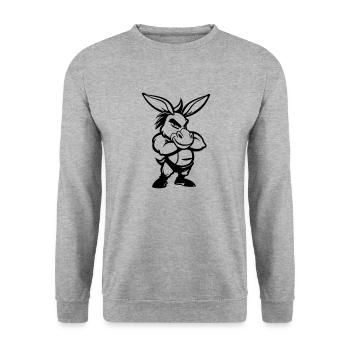 esel comic - Unisex Pullover - Weißgrau meliert - Vorne - Alina (178cm) & Michal (187cm)