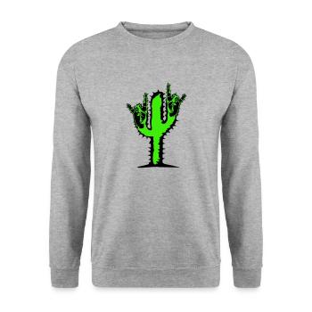 Cactus plante Heavy Metal Hard Rock Fun Geste de la main - Sweat-shirt Unisexe - gris chiné - Devant - Alina (178cm) & Michal (187cm)