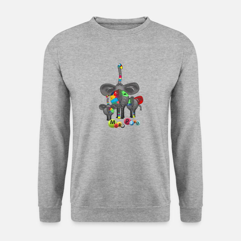 Elefant - Unisex Pullover - Weißgrau meliert