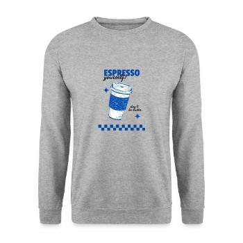 Espresso vous-même - Sweat-shirt Unisexe - gris chiné - Devant - Alina (178cm) & Michal (187cm)
