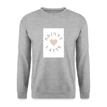 Skinny Latte Word with Coffee Color Heart - Unisex Sweatshirt - salt & pepper - Front - Alina (178cm) & Michal (187cm)