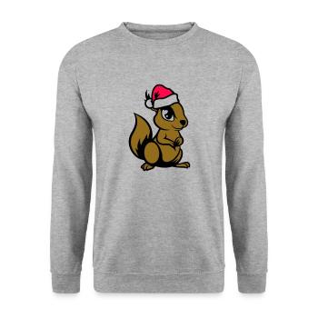 Écureuil Bande dessinée Animal Noël - Sweat-shirt Unisexe - gris chiné - Devant - Alina (178cm) & Michal (187cm)