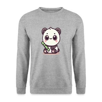 Panda - Unisex Sweatshirt - salt & pepper - Front - Alina (178cm) & Michal (187cm)