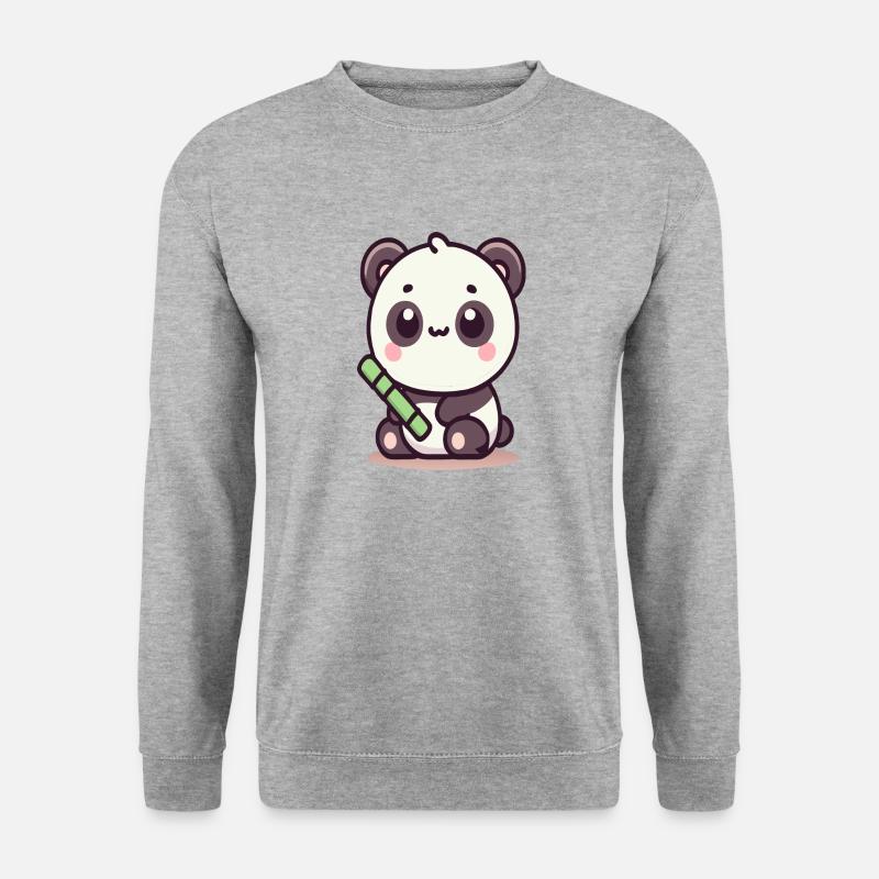 Panda - Unisex Pullover - Weißgrau meliert
