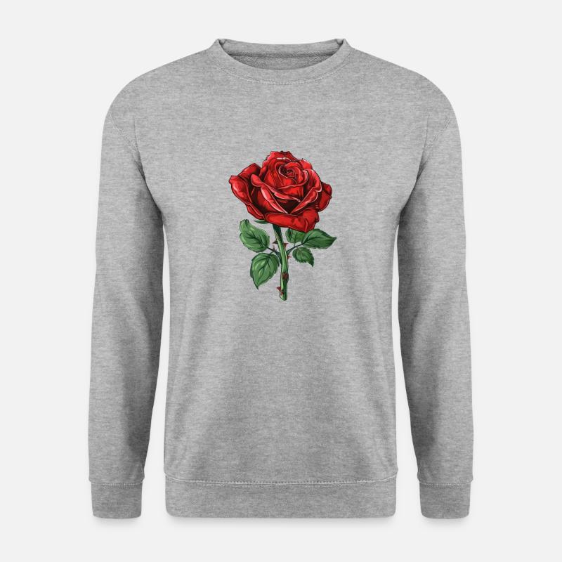 Rote Rose - Unisex Pullover - Weißgrau meliert